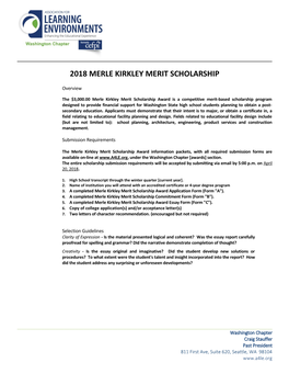 2018 Merle Kirkley Merit Scholarship