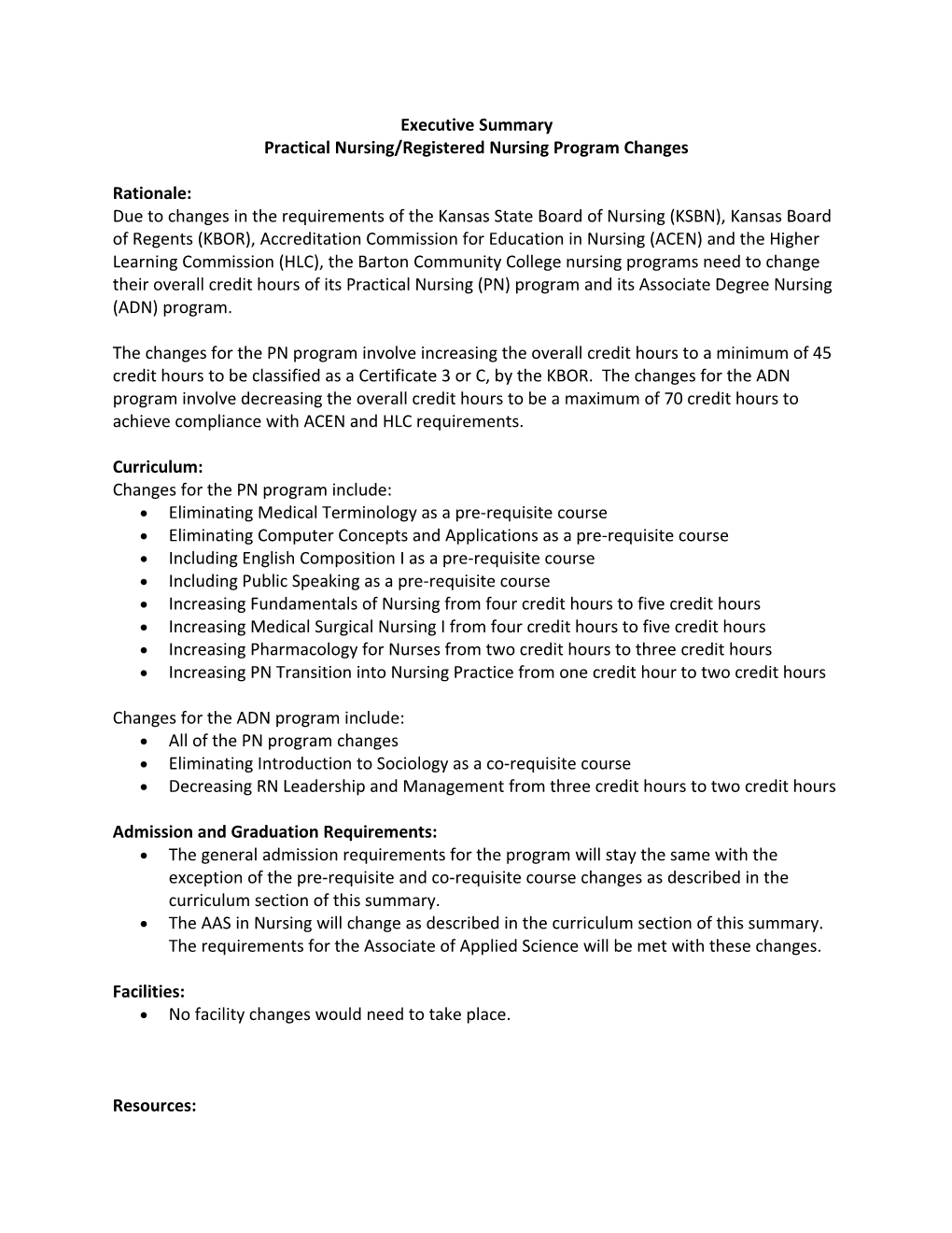 Practical Nursing/Registered Nursing Program Changes