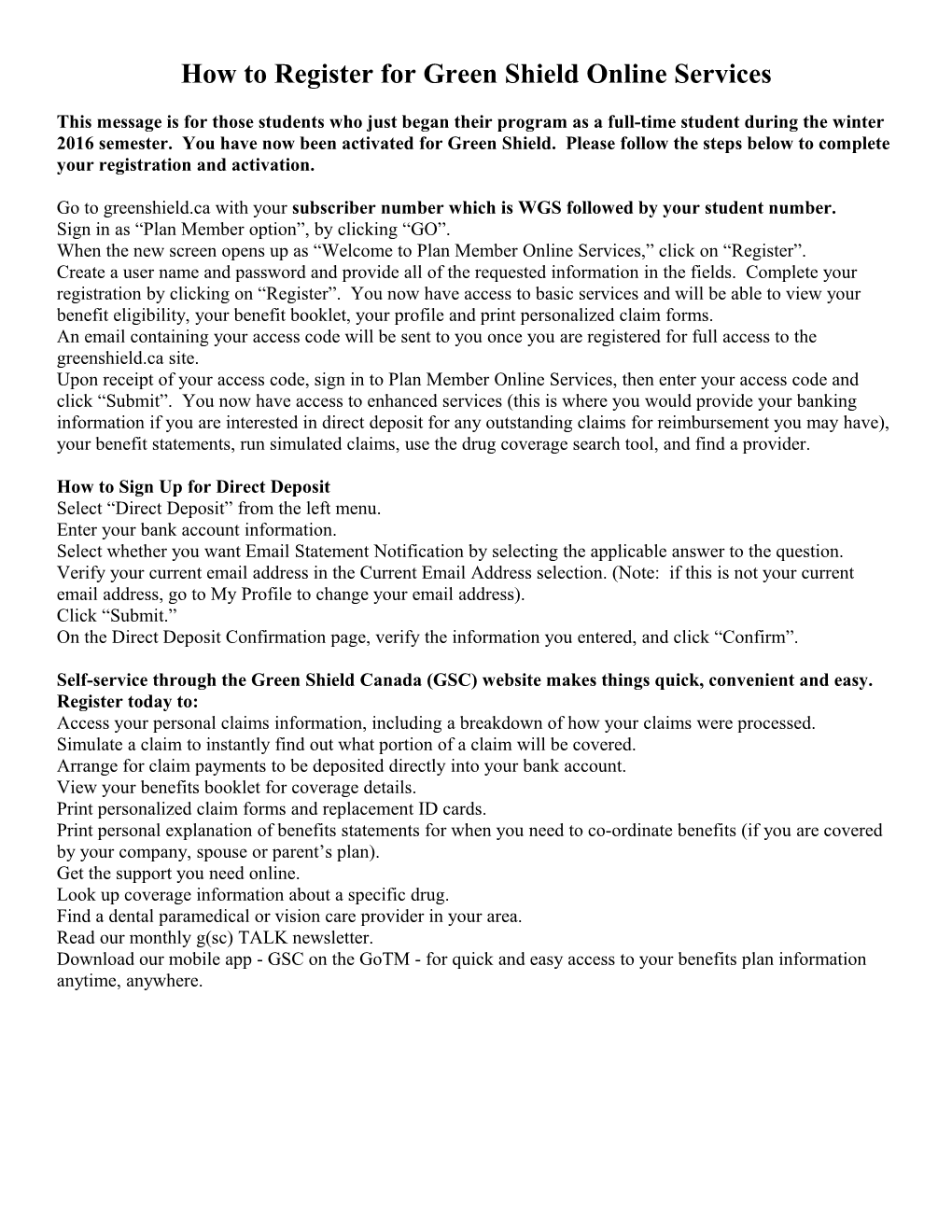 How to Register for Green Shield Online Services