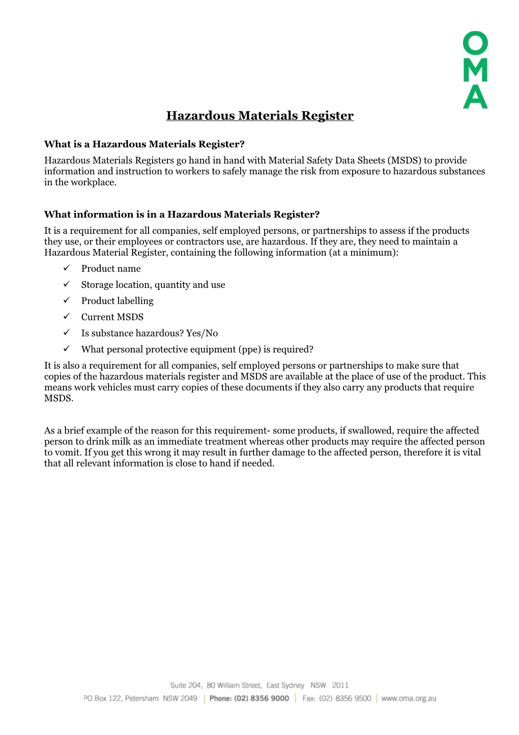 What Is a Hazardous Materials Register?