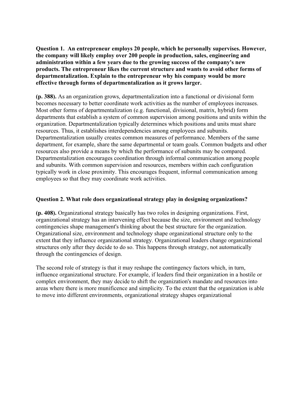 Question 2. What Role Does Organizational Strategy Play in Designing Organizations?