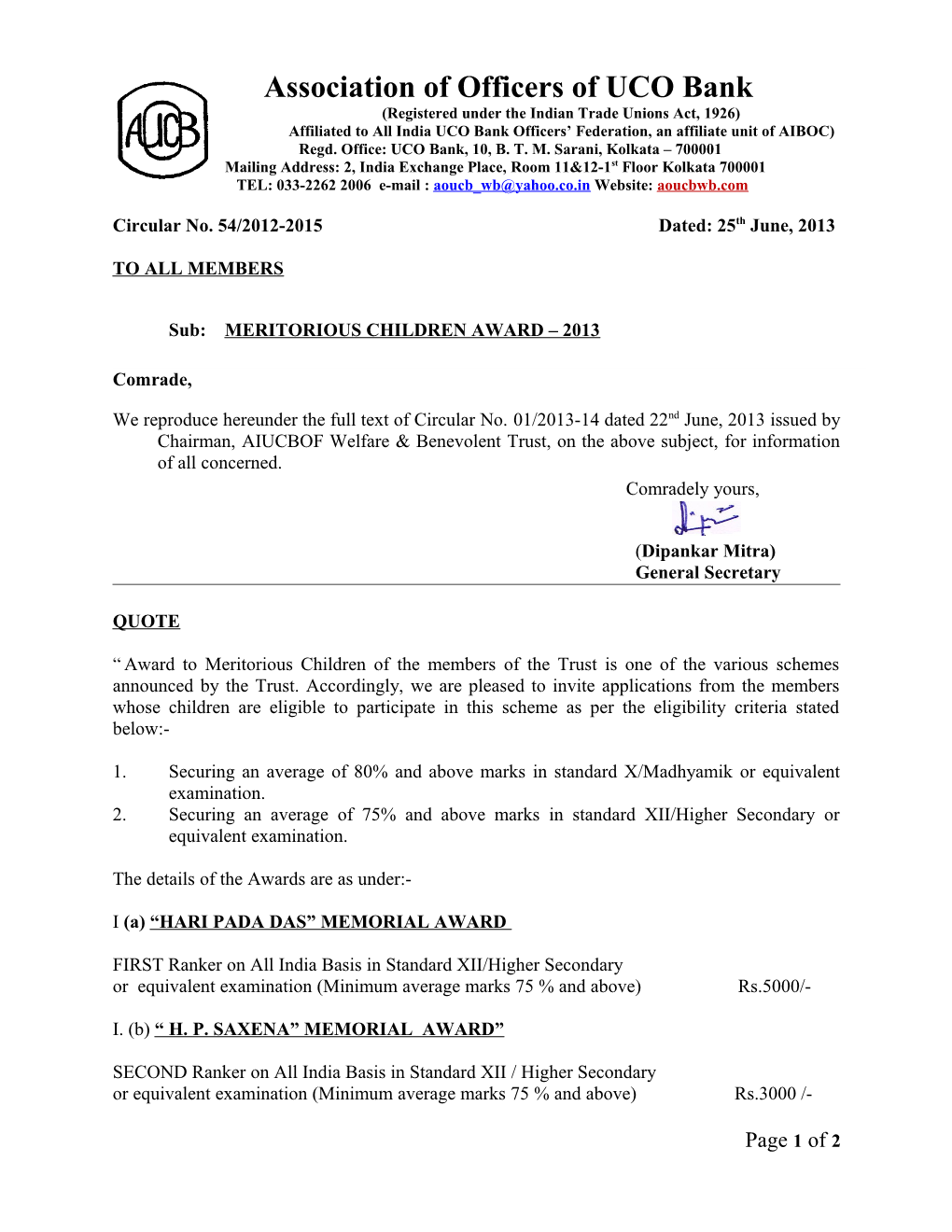 Registered Under the Indian Trade Unions Act, 1926