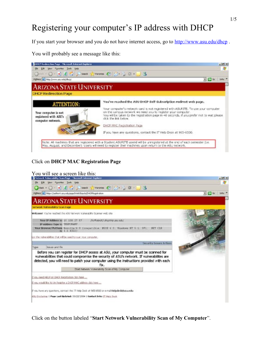 Registering Your Computer S IP Address with DHCP