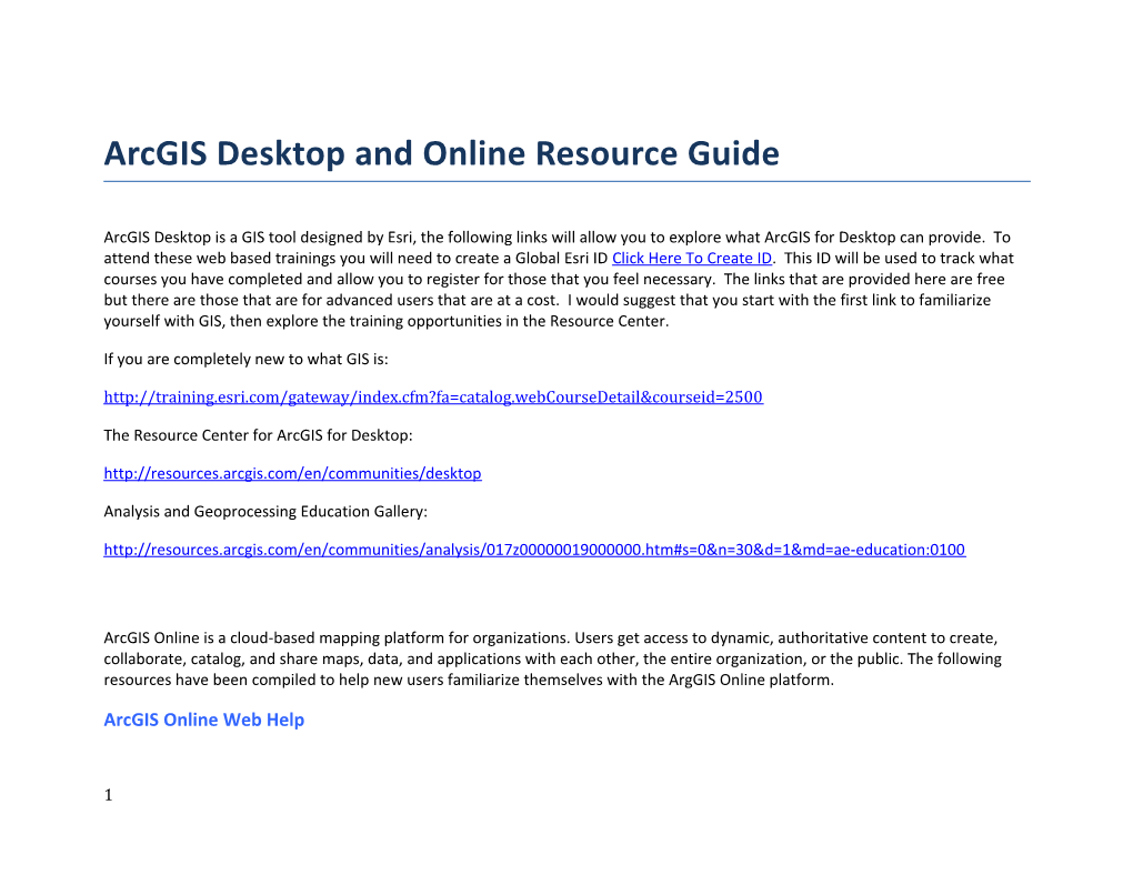 Pennshare Arcgis Online and Desktop Resource Guide