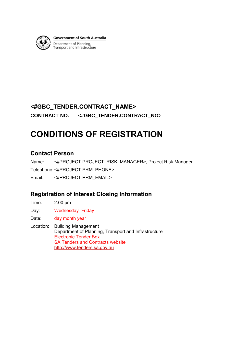 General Conditions of Tendering