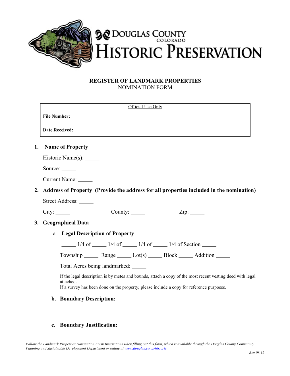 Douglas Countyregister of Landmark Properties