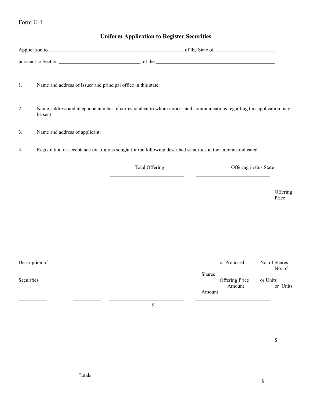 Uniform Application to Register Securities