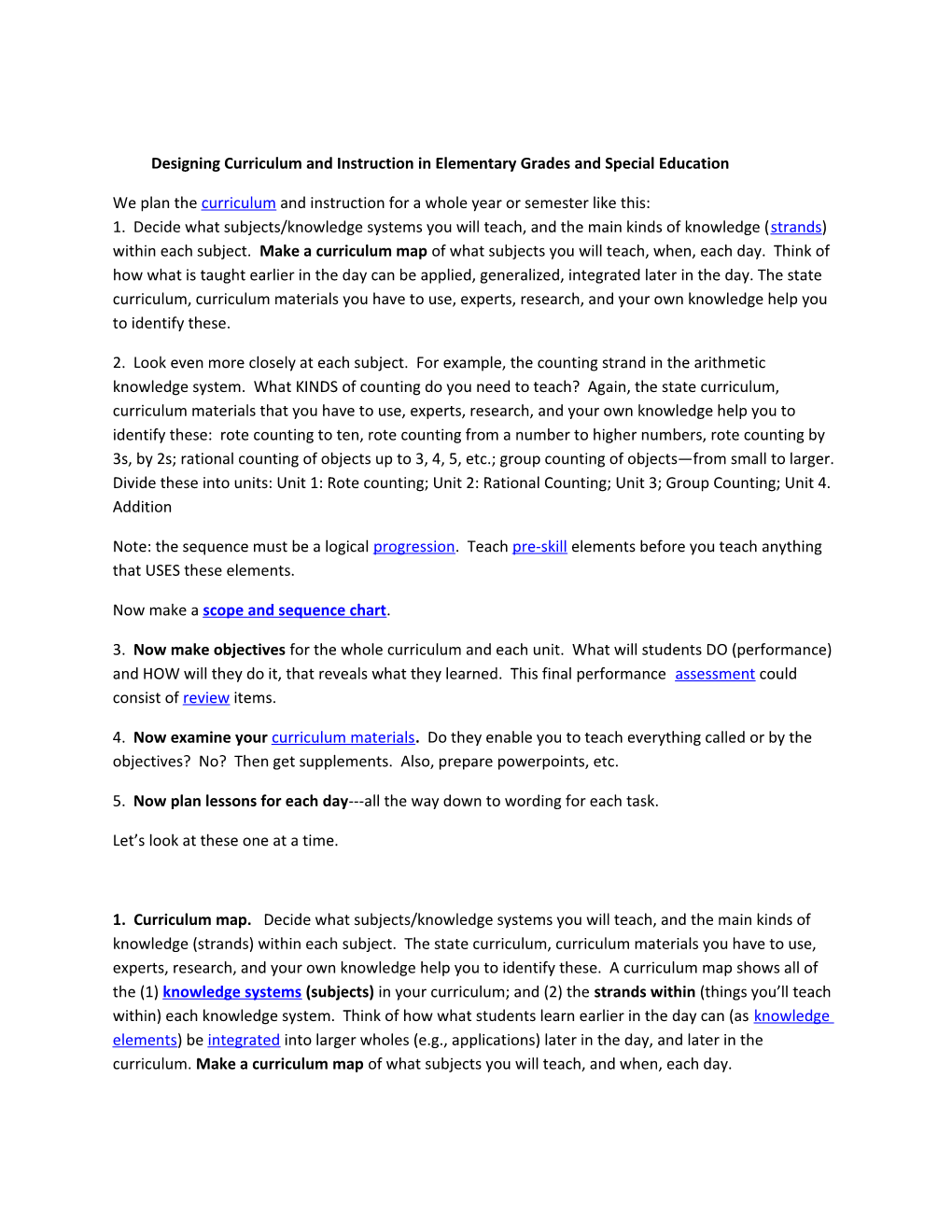 Designing Curriculum and Instruction in Elementary Grades and Special Education