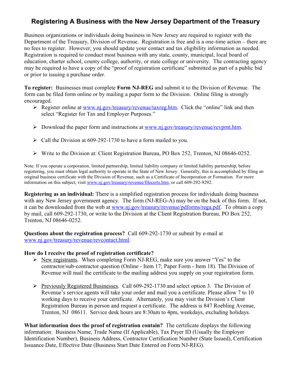 How Do You Register with the New Jersey Department of the Treasury