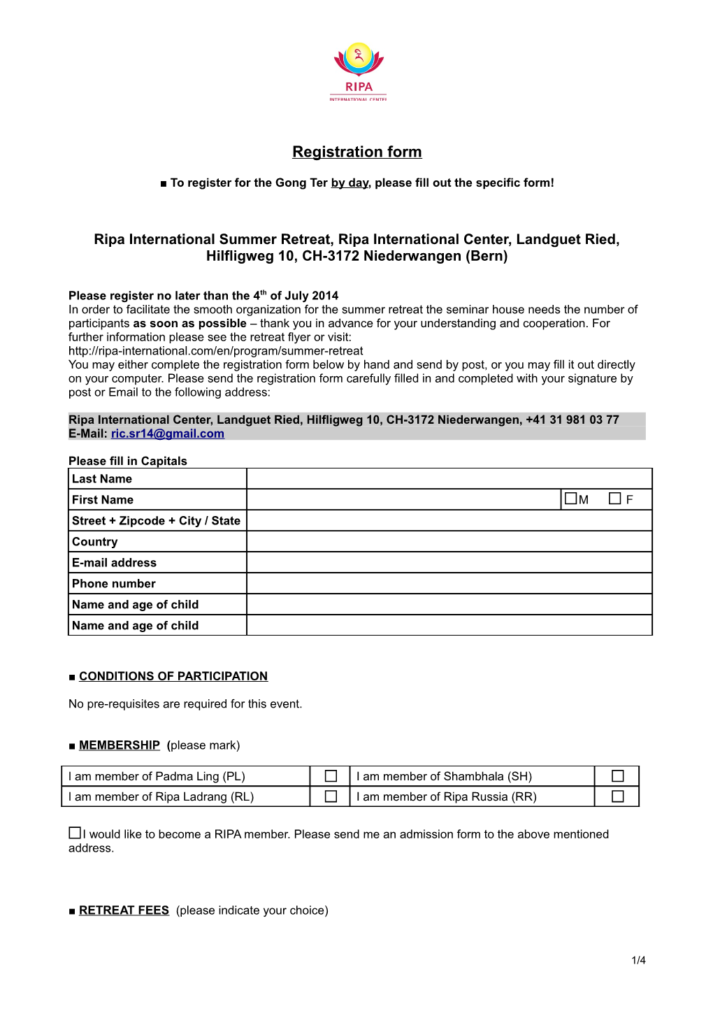 To Registerfor the Gong Ter by Day, Please Fill out Thespecific Form!