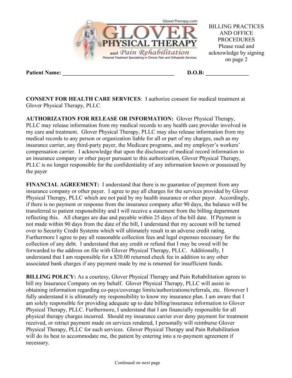 Please Read and Acknowledge by Signing on Page 2