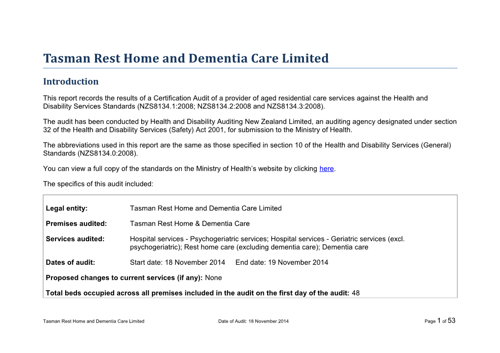 Tasman Rest Home and Dementia Care Limited