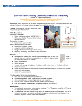 Balloon Science: Inviting Chemistry and Physics to the Party