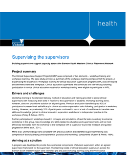 Building Supervision Support Capacity Across the Barwon-South Western Clinical Placement