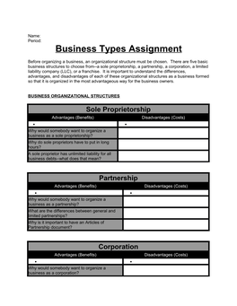 Business Types Assignment