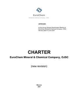 CHARTER: Eurochem Mineral & Chemical Company, OJSC