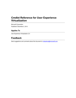 Cmdlet Reference for User Experience Virtualization