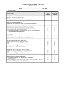 Competence Assessment Checklist