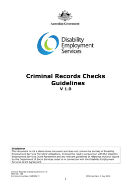 Criminal Records Checks Guidelines