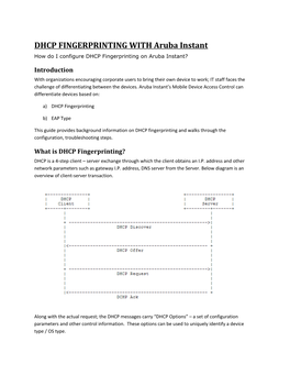 DHCP FINGERPRINTING with Aruba Instant
