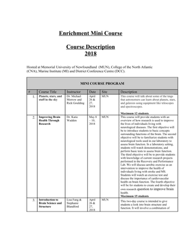 Enrichment Mini-Course