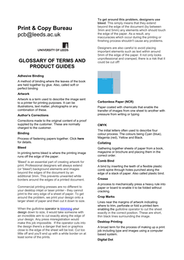 Glossary of Terms and Product Guides