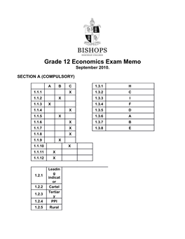 Grade 12 Economics Exam Memo