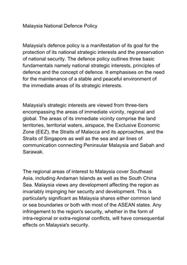Malaysia National Defence Policy