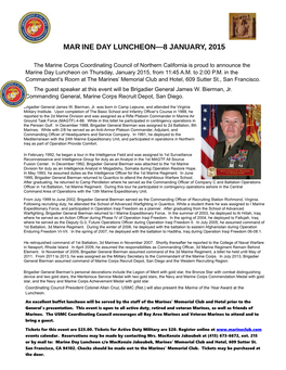 Marine Day Luncheon 8 January, 2015