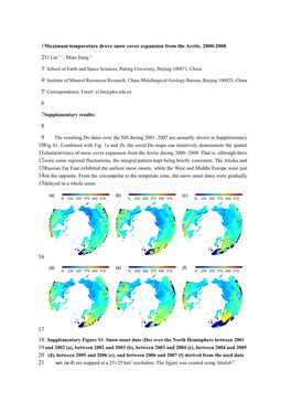 Maximum Temperature Drove Snowcover Expansion from the Arctic, 2000-2008