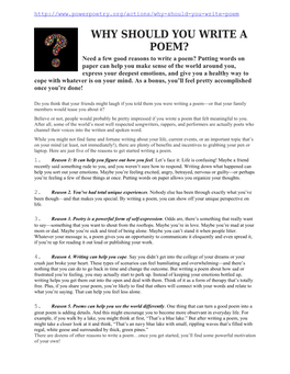 Need a Few Good Reasons to Write a Poem? Putting Words on Paper Can Help You Make Sense