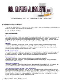 PF-2000 Notice of Privacy Practices