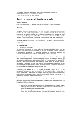 Quality Assurance of Simulation Results