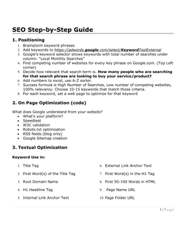 SEO Step-By-Step Guide