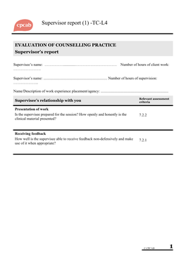TC-L4 Supervisor Report Form