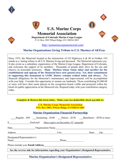 U.S. Marine Corps Memorial Association
