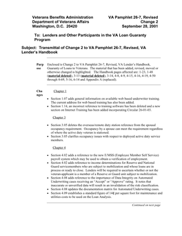 Veterans Benefits Administrationva Pamphlet 26-7, Revised