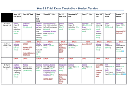Year 11 Trial Exam Timetable Student Version