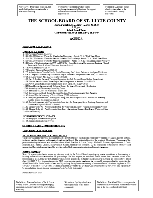 03-23-10 SLCSB Regular Workshop Agenda