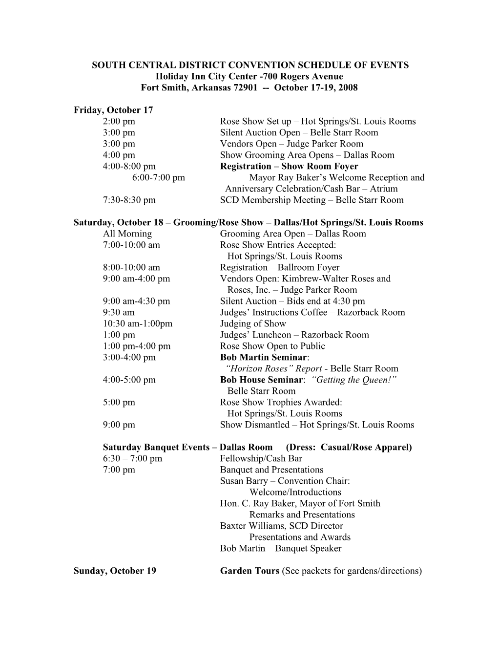 08 Scd Convention Schedule of Events