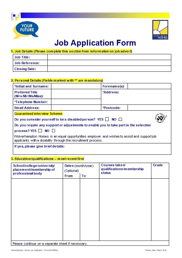 1. Job Details (Please Complete This Section from Information on Job Advert)