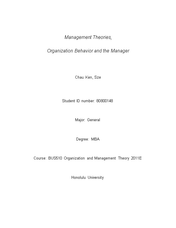 1 Organization and Management Theory