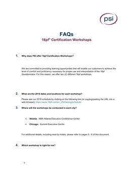 1.Why Does PSI Offer 16Pf Certification Workshops?