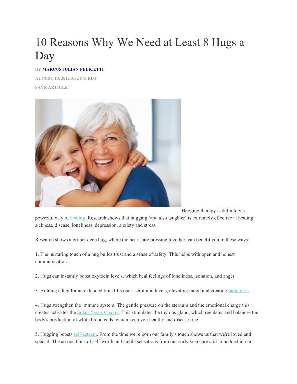 10 Reasons Why We Need at Least 8 Hugs a Day