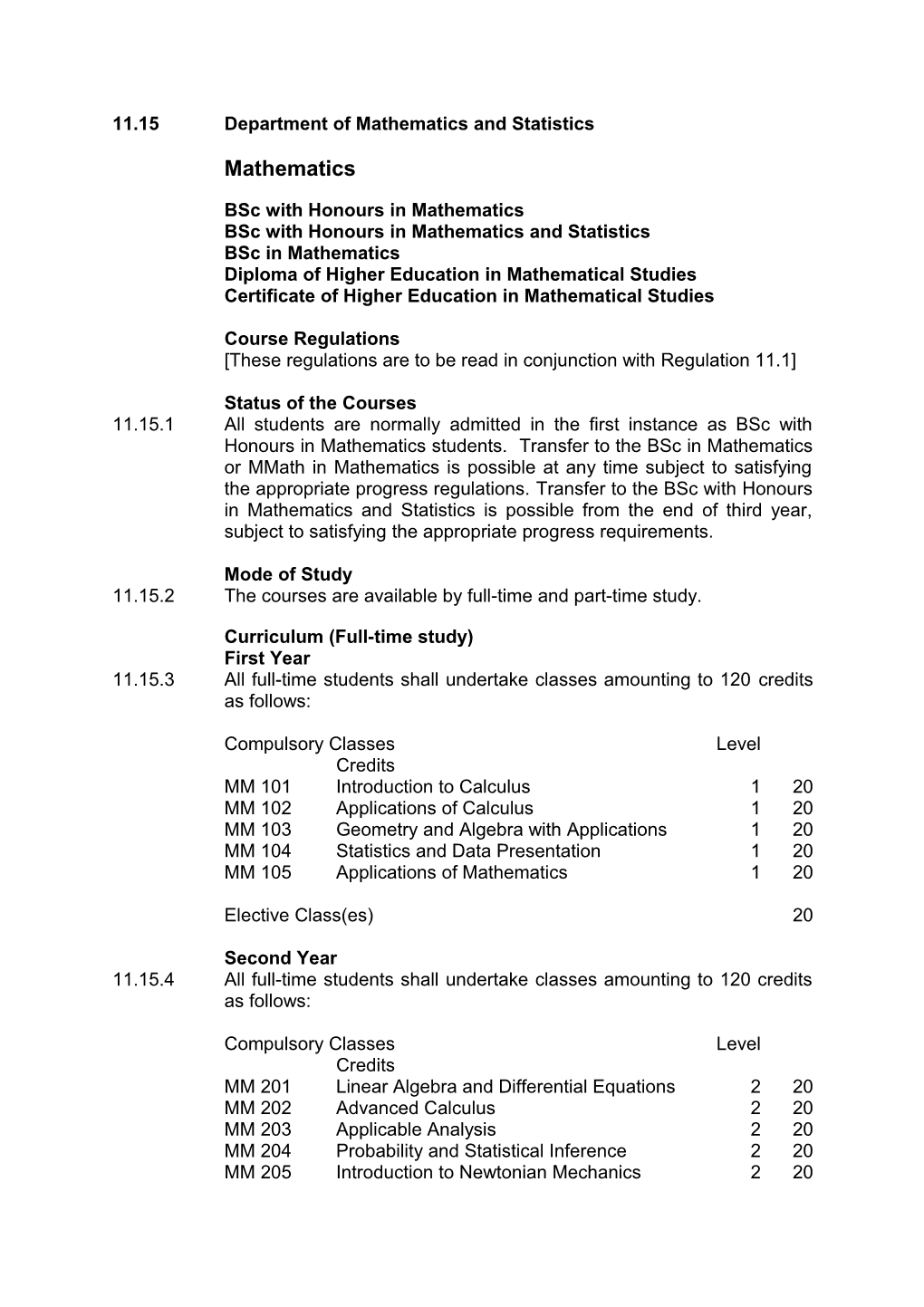11.15Department of Mathematics and Statistics