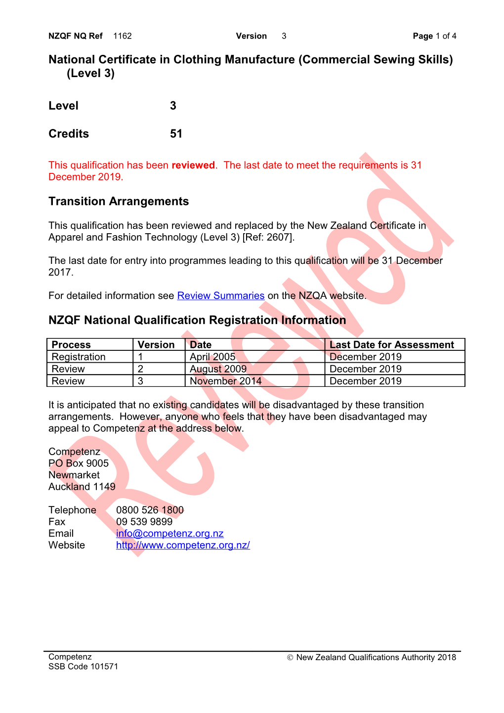 1162 National Certificate in Clothing Manufacture (Commercial Sewing Skills) (Level 3)