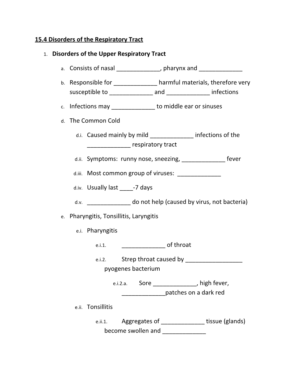 15.4 Disorders of the Respiratory Tract