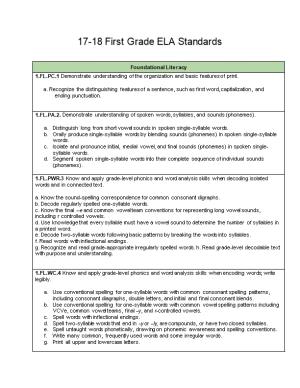 17-18 First Grade ELA Standards