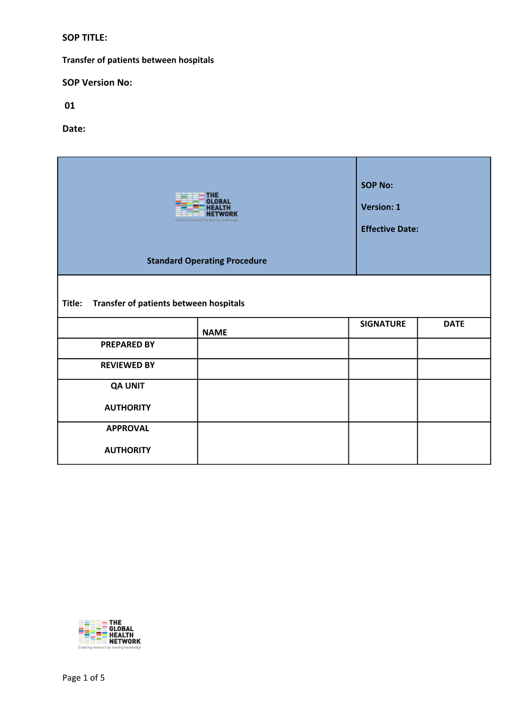 17.3.1 Documents Required for Transfer of Patients
