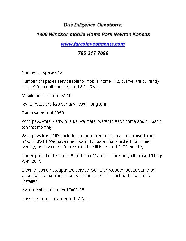 1800 Windsor Mobile Home Park Newton Kansas